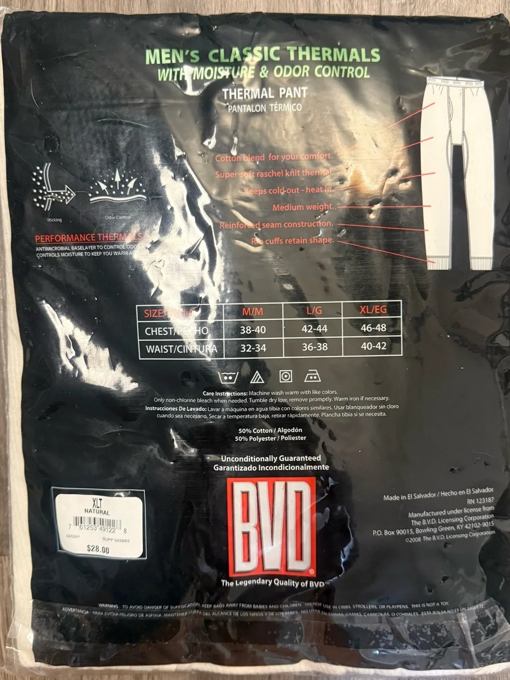 NOS BVD Classic Thermal Pants Men's XLT 40-42 Waffle Knit Long Johns Underwear